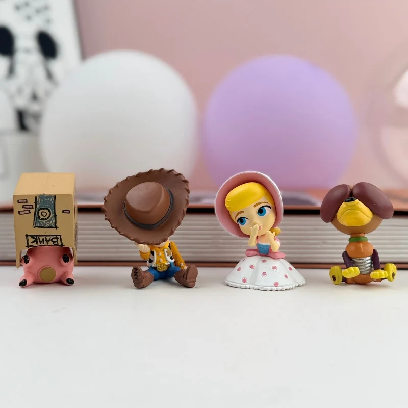 

Disney Toy Story 4pcs Action Figures Set PVC Collectible Toys Bo Peep Slinky Dog Hamm Woody Desk Decor Collectibles