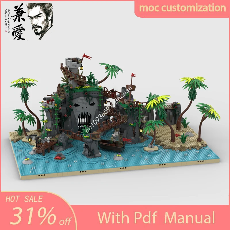 

2809 шт. Moc, средневековый пират, умный остров, модульная модель замка, строительные блоки, сделай сам, креативная сборка, развивающие кирпичи, игрушки, подарок