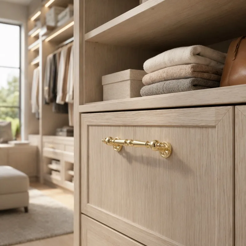 Gold zinc alloy handle, European cabinet hardware, suitable for wardrobe drawers and dressers