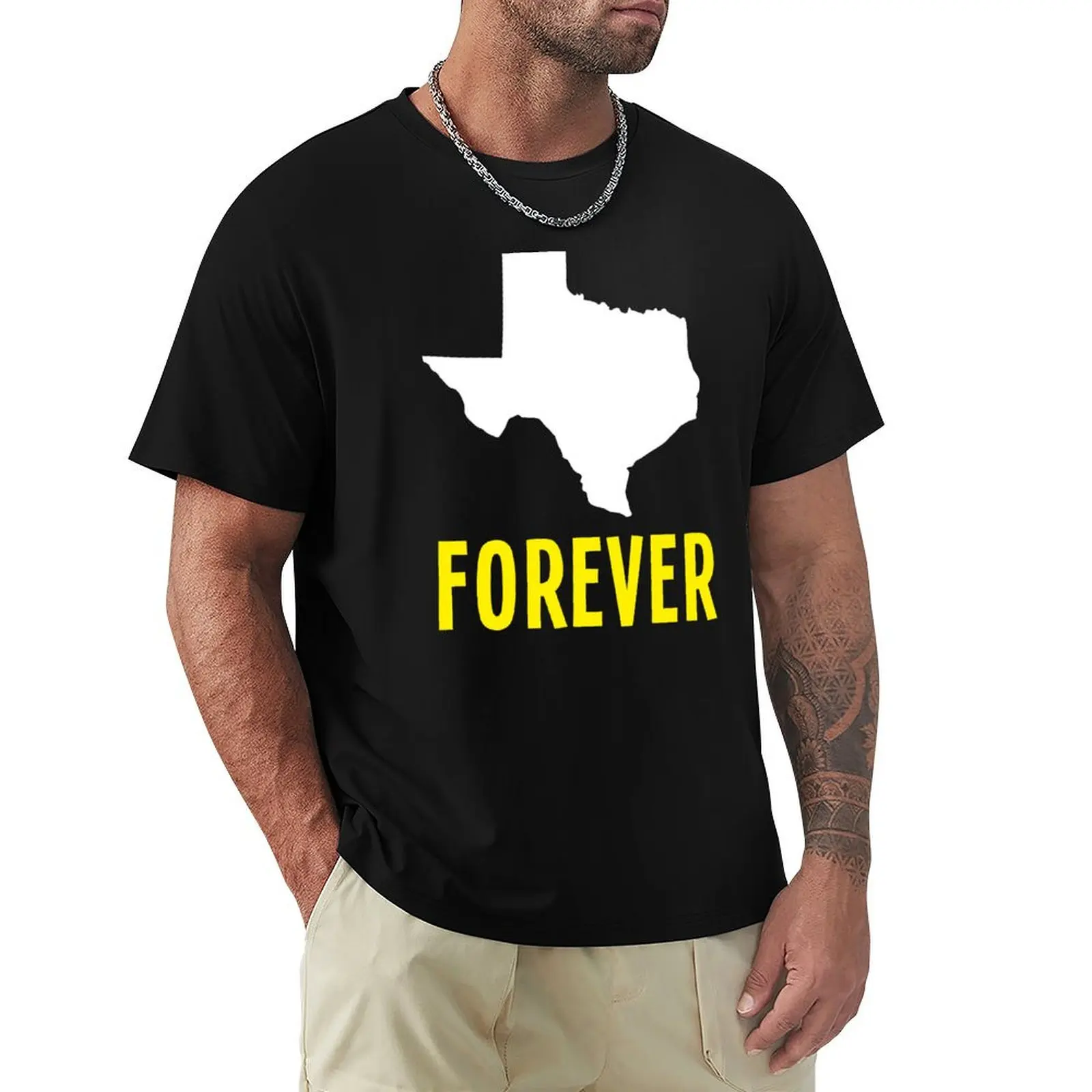 

Футболка Texas Forever, лето 2025, футболка с короткими рукавами, корейская модная хлопковая футболка для мужчин