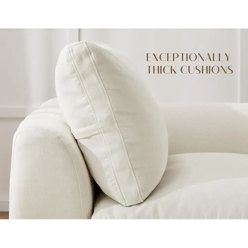 48.6 Kompaktowa sofa, przytulny fotel w stylu chmurki do salonu, idealny do sypialni i biur, wykończenie w ciepłym białym kolorze