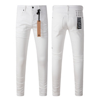 New KSUBI Cross Jeans American High Street Men Fashion white Trend Letter embroidery Low Rise Elastic Skinny brand Jeans