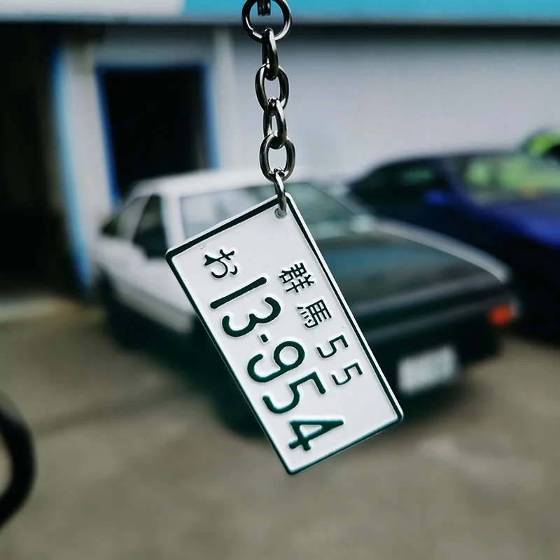 JDM Initial D AE86 Aluminum License Plate Keychain Japanese License Plate Keychain Japan License Plate Rearview Mirror Pendant