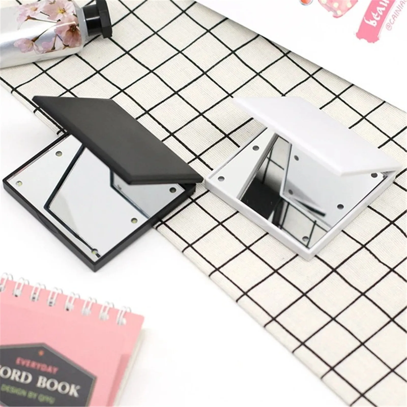 6 Led Makeup Mirror With Light 1x 2x Magnifying Small Pocket Portable Travel Pink Black White Foldable Cosmetic Vanity Mirrors