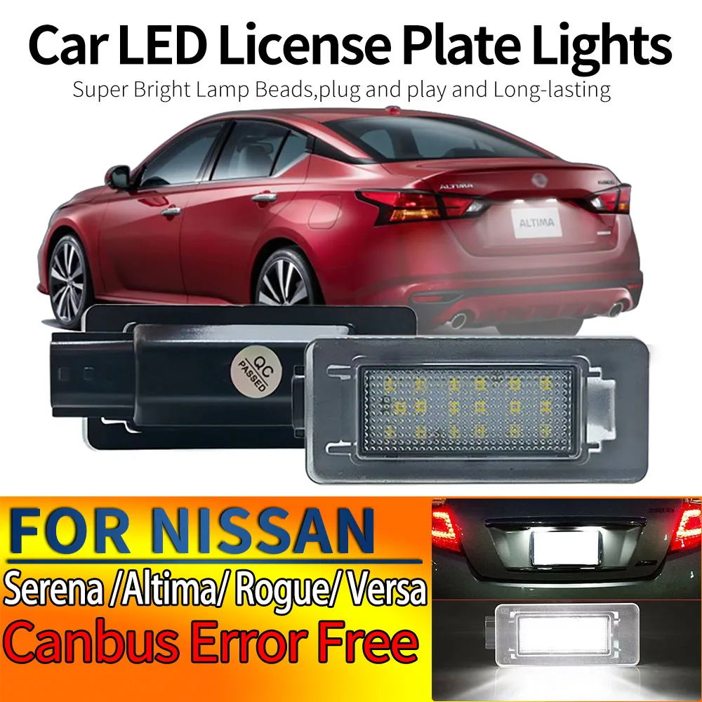2 luces LED para matrícula de coche, para Nissan Altima Versa Sedan 2019-2021 Serena 2016- Rouge Qashqai X-Trail 2021-up