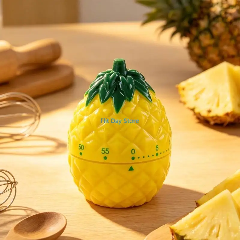 F92C Practical 60 Minutes Pineapple Pattern Timer For Travel Camping Or Dormitory Manual Wind-Up Cooking Alarm Clock