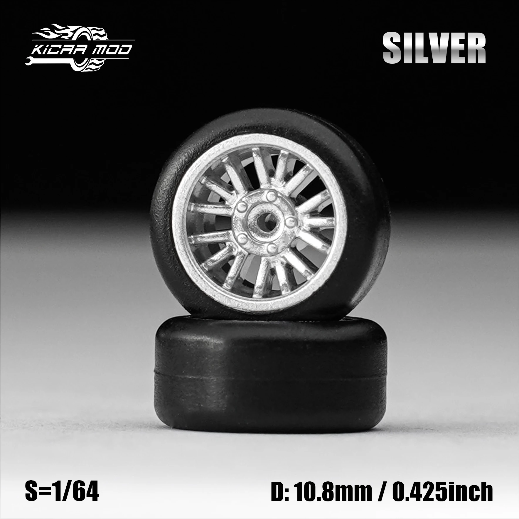 1/64 Modellauto Silber & Graue Räder mit festen Gummireifen, inklusive Nieten für Diecast-Modellautos – Detail 10