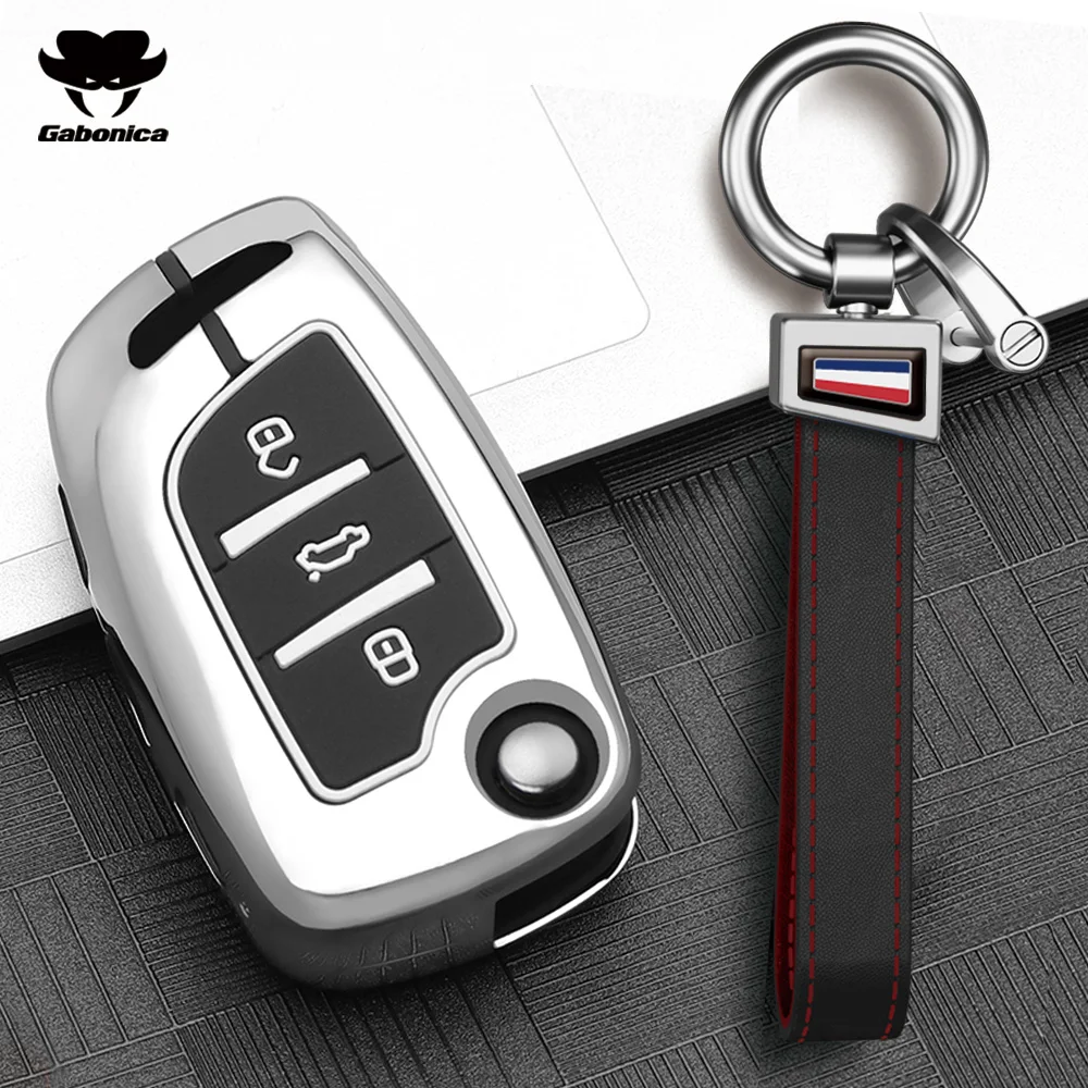Zinc Alloy 3 Button Car Fold Key Case Full Cover For Peugeot Citroen C1 C2 C3 C4 C5 DS3 DS4 DS5 DS6 Auto Key Shell Accessories