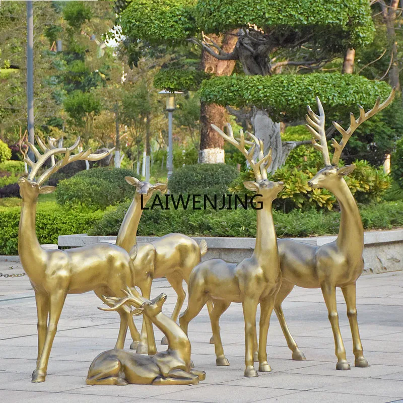 HLZ Simulation Elk Sculpture Real Estate Decoration Abstract Sika Deer Garden Animal Ornament