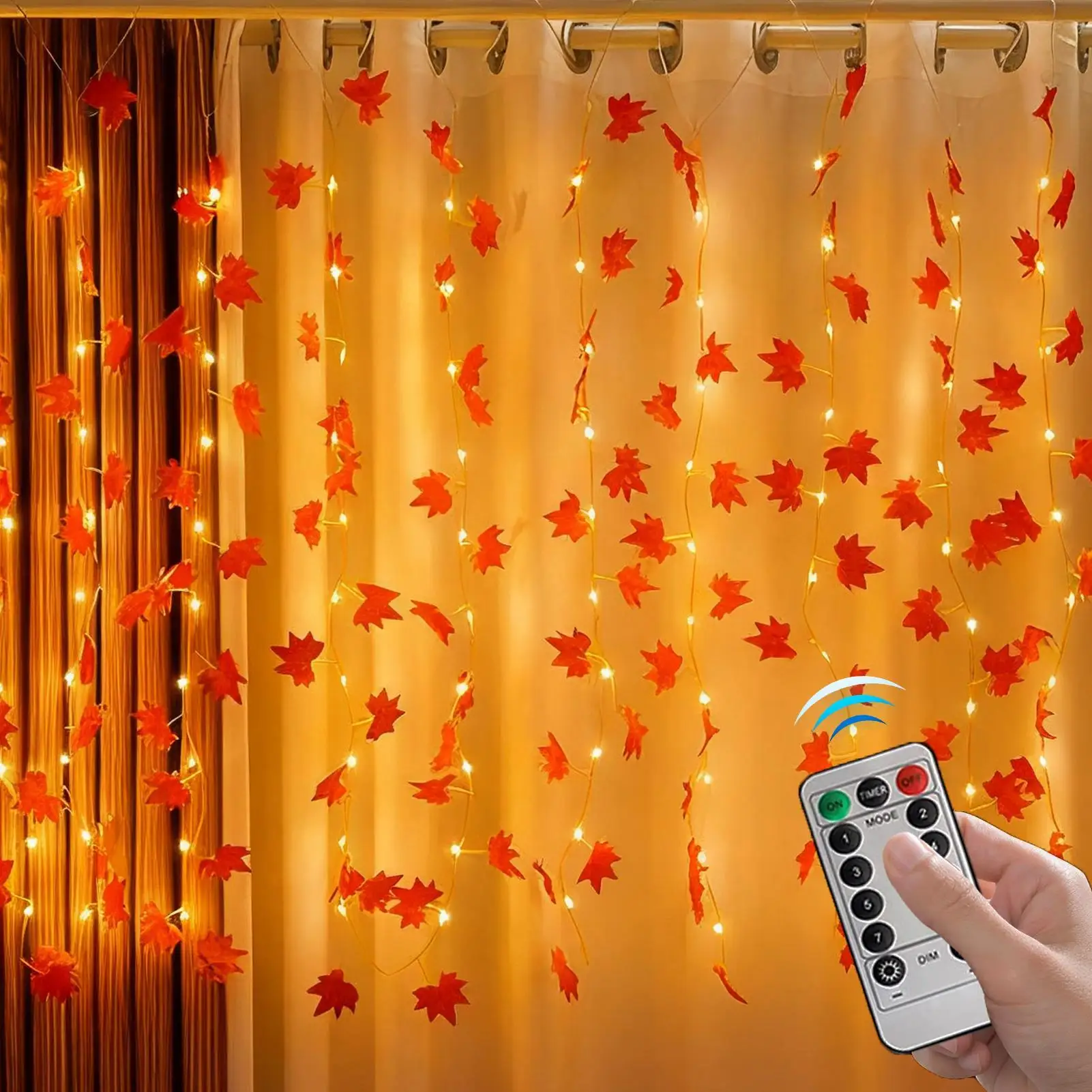 

Thanksgiving Decorations Lighted Fall Garland Maple Leaves String Lights for Indoor Holiday Autumn Home Party Halloween Decor