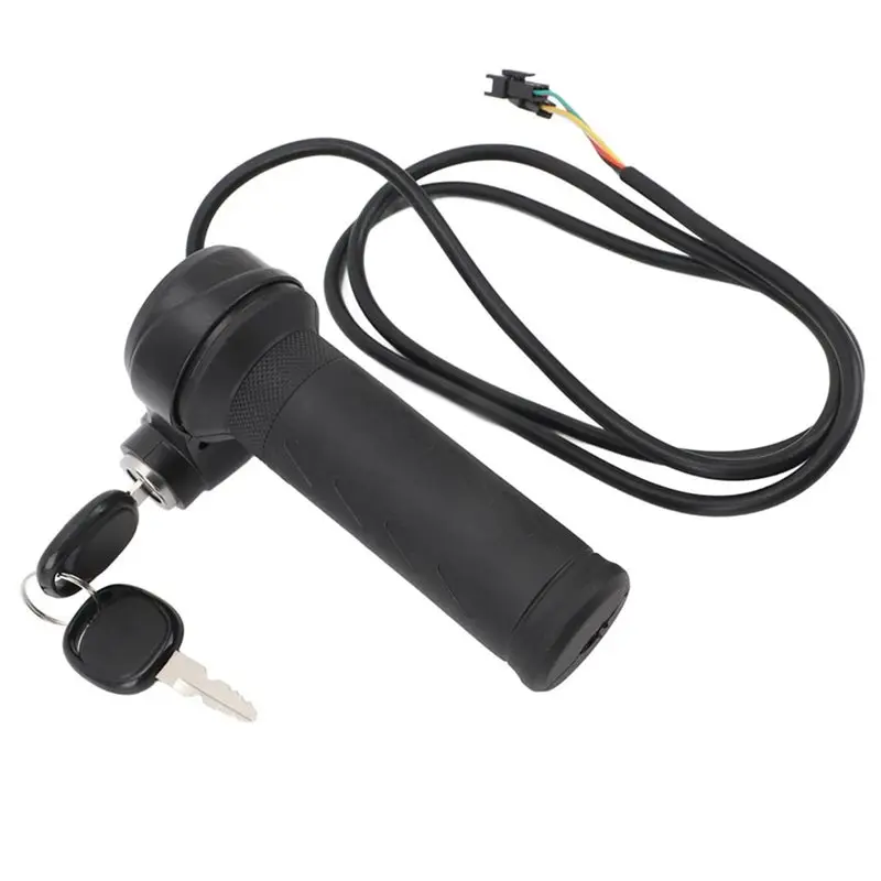 2X Electric Bike Throttle Grip Full Twist Throttle Grip Throttle Lock Key For Electric Bike Throttle Gas Handle-AS55
