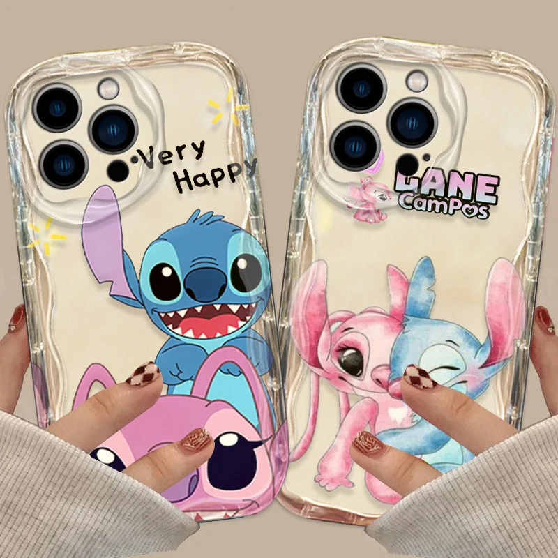 Disney Stitch Butterfly For Apple iPhone 15 14 13 12 11 XS XR X Pro Max Plus Wave Oil Funda Cover Phone Case