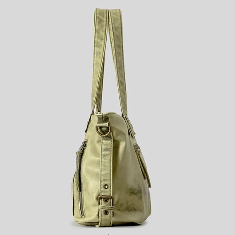 حقيبة يد نسائية ذات سعة كبيرة بتصميم ريترو حقيبة كتف من الجلد الناعم حقيبة كروس