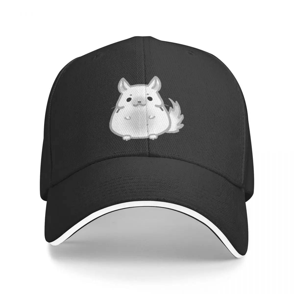 White And Gray Chinchilla (white Background) A Baseball Caps Hat