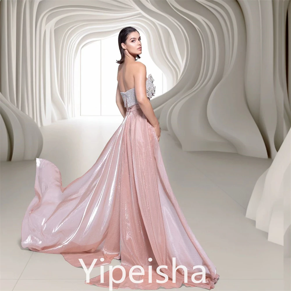 Yipeisha Prom Dress Mode Hoge Kwaliteit Strapless A-Line Avondjurken Applique Satijn Soutache/Lint Trim Custom Jurk