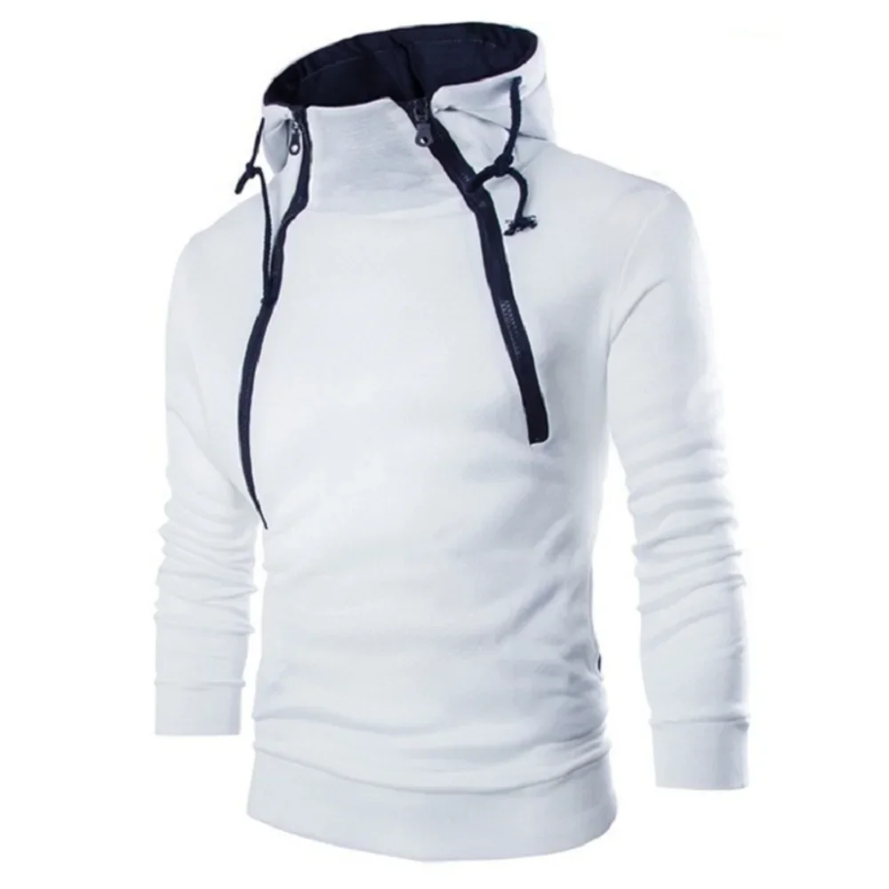 Men's Long Sleeve Sweatshirts for Men Casual Slim Fit Zipper Hooded Pullover High Neck Sweatshirt Men Tops Hoodies Male