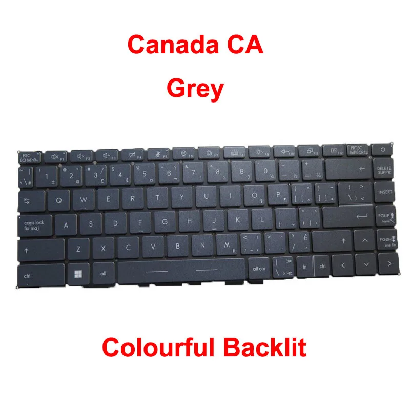 Laptop Colourful Backlit Keyboard For MSI V194222MK2 S1N2ECU602SA0 Canada CA Grey No Frame New