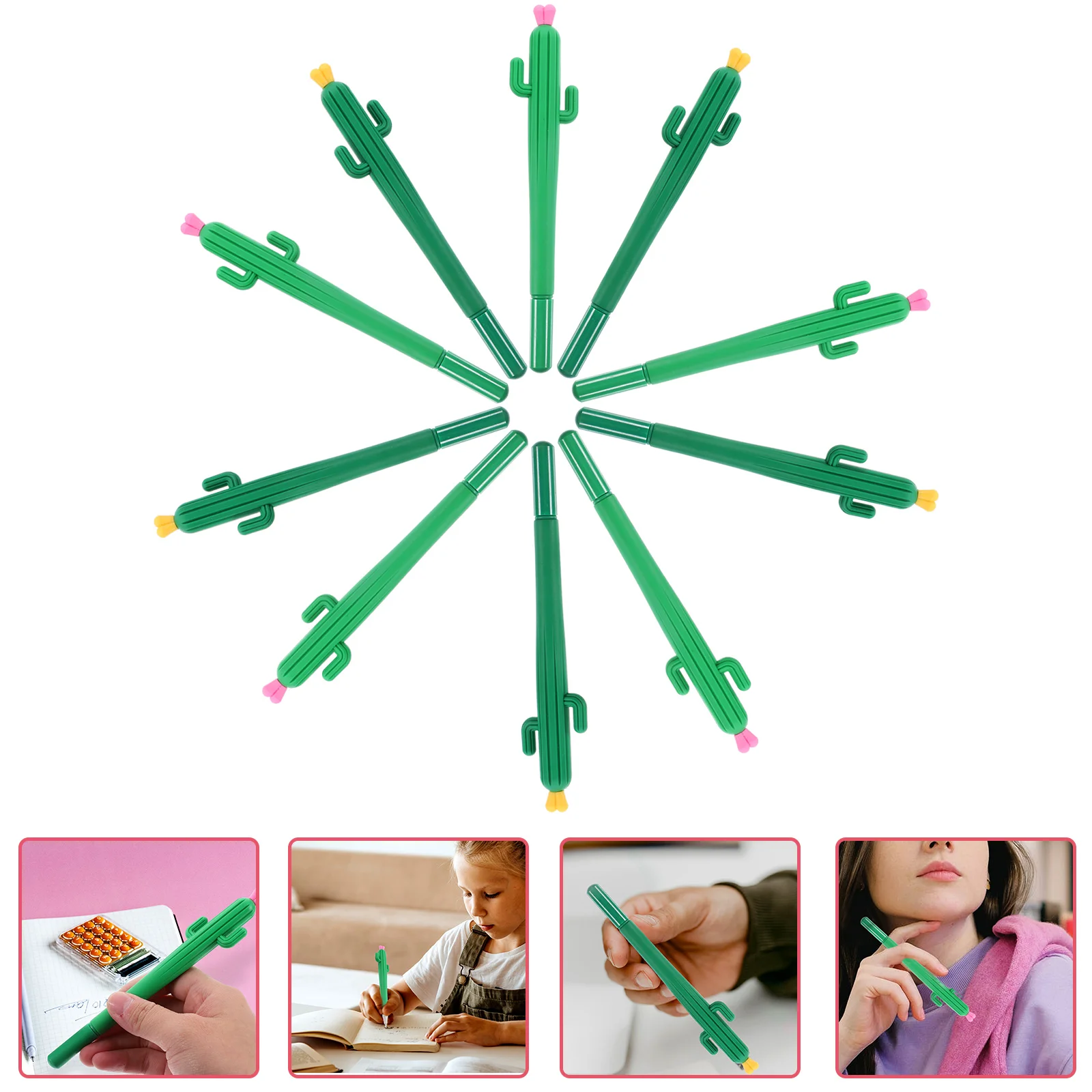 

10Pcs Cactus Shaped Ballpoint Pen Plant Design Durable Student Writing Pens Innovative Gift For Children School Supplies