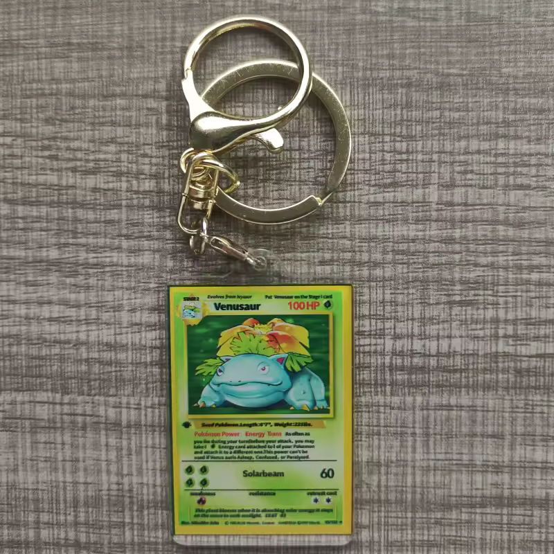 Pokemon Anime Small Card Key Chain Charizard Keychains Blastoise Venusaur Mewtwo Diy Acrylic Action Toy Figures Game Collection - Image 13