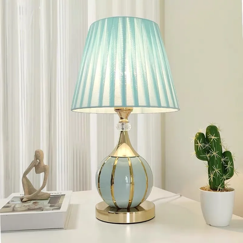

Modern Minimalist Nordic Ceramic Dimmable Eye Care Table Lamp Plug in Bedroom Bedside Home Nursing Decor Novelty LED Light