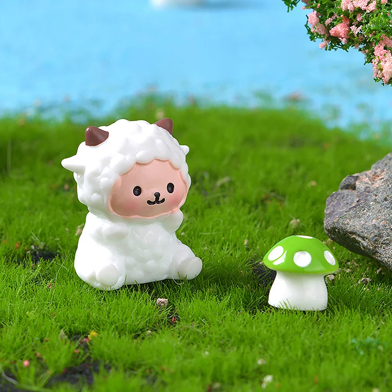 น่ารักการ์ตูนแกะ Micro Landscape เครื่องประดับ Lamb Figurines Miniatures ตกแต่ง Desktop Home ตุ๊กตา House Props อุปกรณ์เสริมของขวัญ