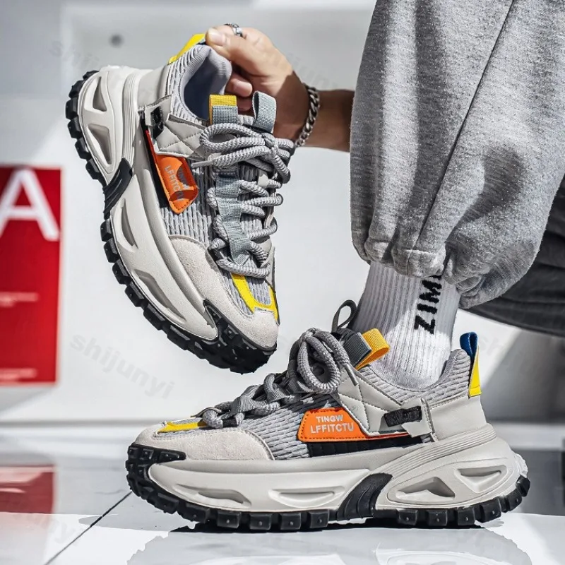 

Niche Design Low Top Mesh Breathable Thick Soled Casual Shoes for Men 2025 Autumn New Fashion Trend Comfortable Chunky sneakers