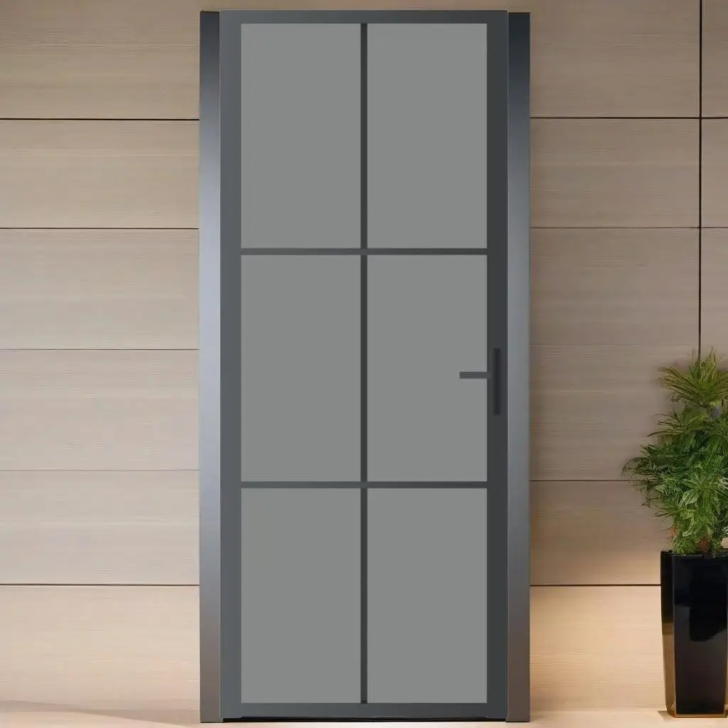 Porta interna de vidro ESG preta 32,7x79,3 com moldura de alumínio - design elegante e durável