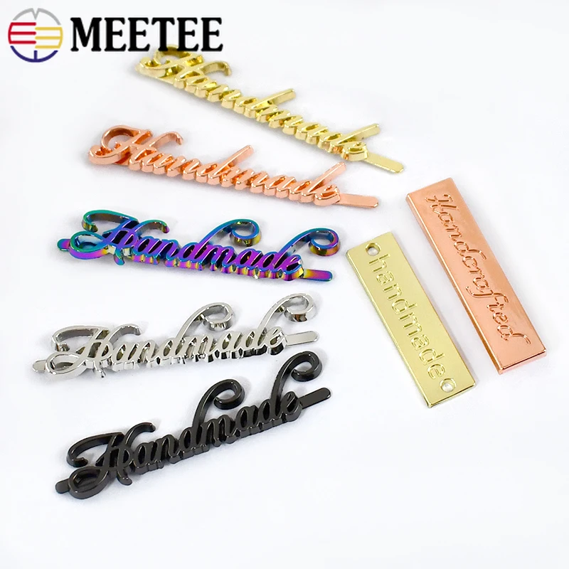 10/20pcs Meetee Metal Bag Labels Tag Handmade Handcrafted Decorative Buckle Clasp Purse Luggage DIY Sewing Hardware Accessories