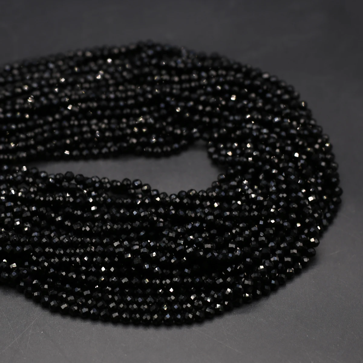 Natural Stone Faceted Beaded Black Agates Gemstone Isolation Loose Beads for Jewelry Making Diy Necklace Bracelet Accessories