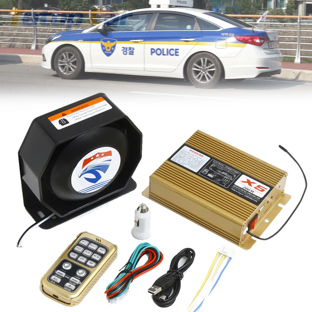 12 Sound Loud 12V Car Warning Alarm Police Siren Horn Speaker with MIC System and Wireless Remote Control