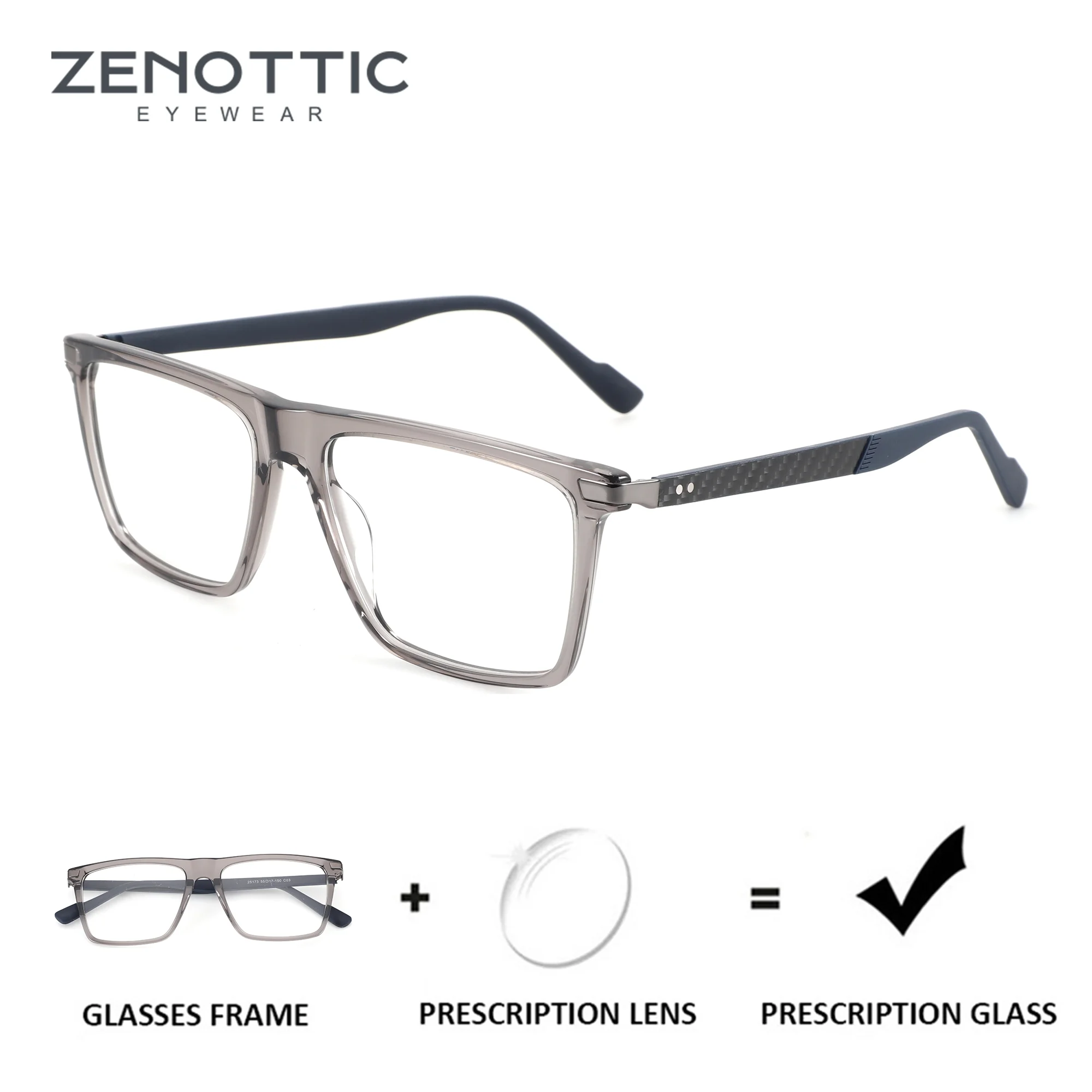 

Очки ZENOTTIC L размера, квадратные, из ацетата, на заказ, для мужчин, прогрессивные оптические очки, линзы для коррекции близорукости