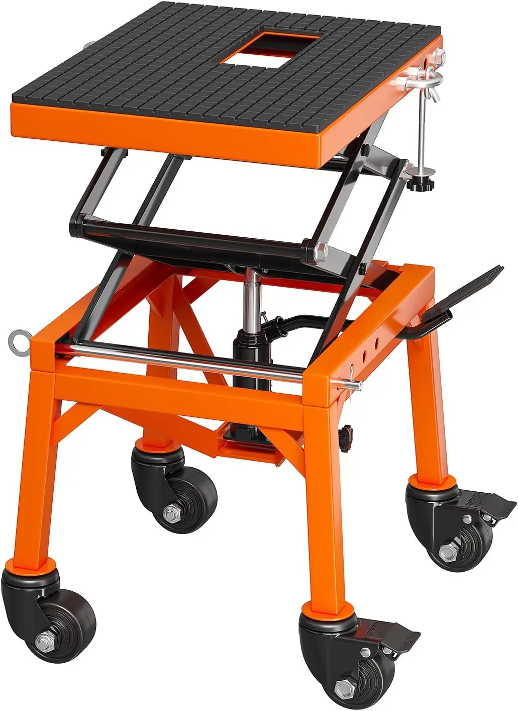 

350 Lbs Hydraulic Motorcycle Scissor Lift Jack,14"-36" Lifting Height,Foot-Operated Motorcycle Stand Lift with 4 Wheels for ATV