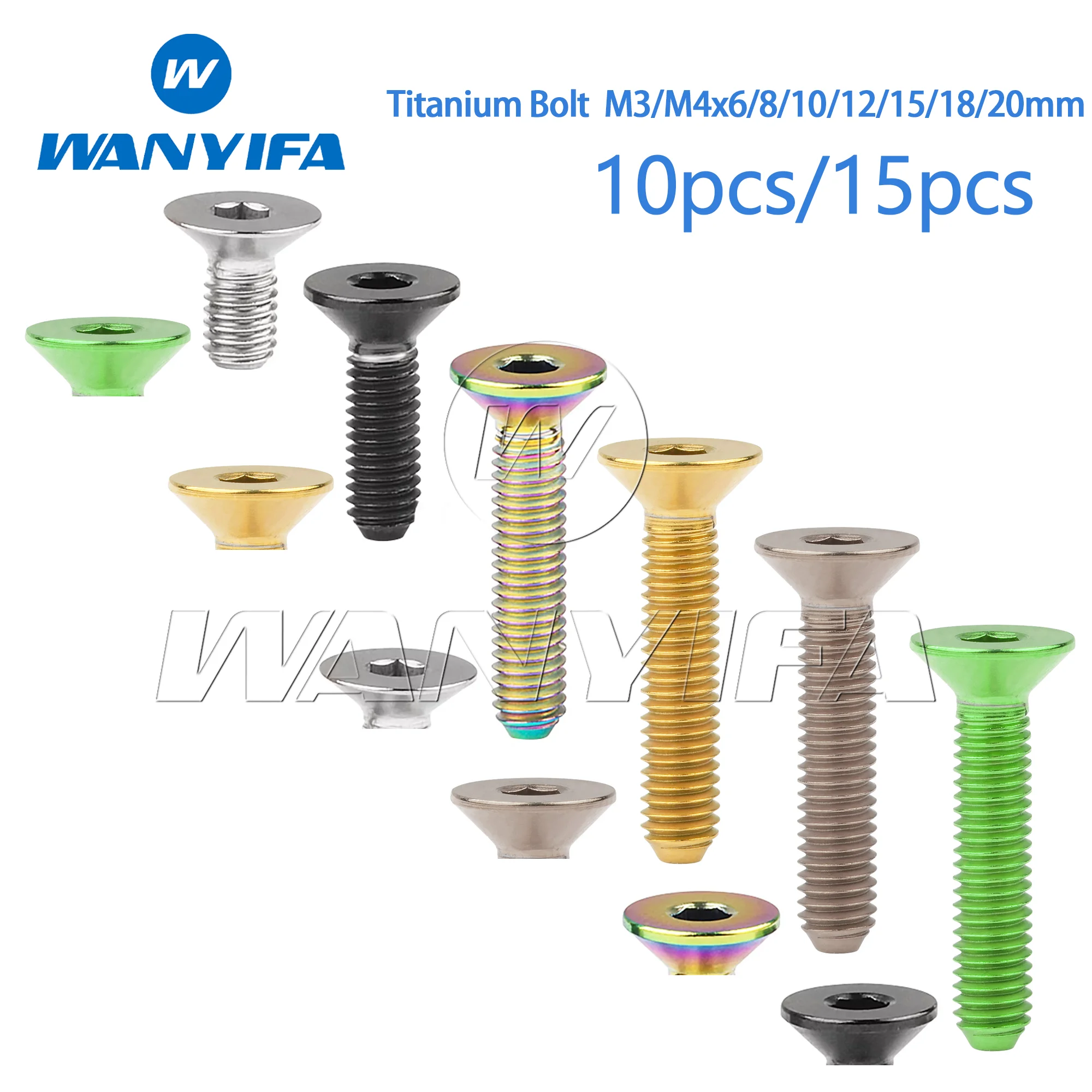 

Титановый болт Wanyifa M3/M4x6/8/10/12/15/18/20 мм, винты с потайной головкой, 10/15 шт.