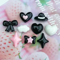 20/30/50Pcs Mini Black White Series Cartoon Resin Patch Earrings Hairpin Ring Crafts Materials DIY Nail Art Fashion Accessories