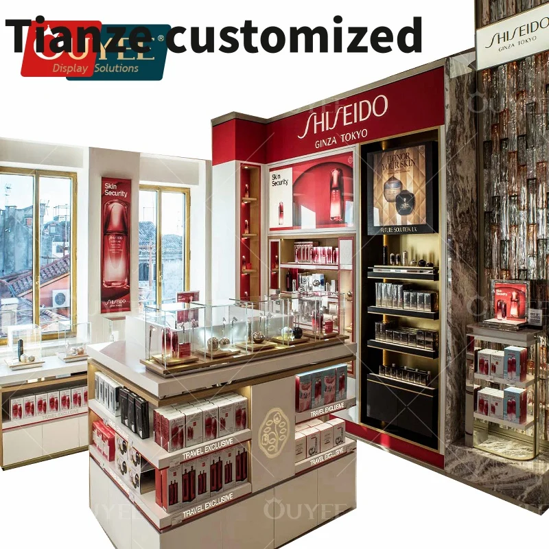 Customized-Retail cosmetic display stand table cosmetic showcase makeup display cabinet store decoration design