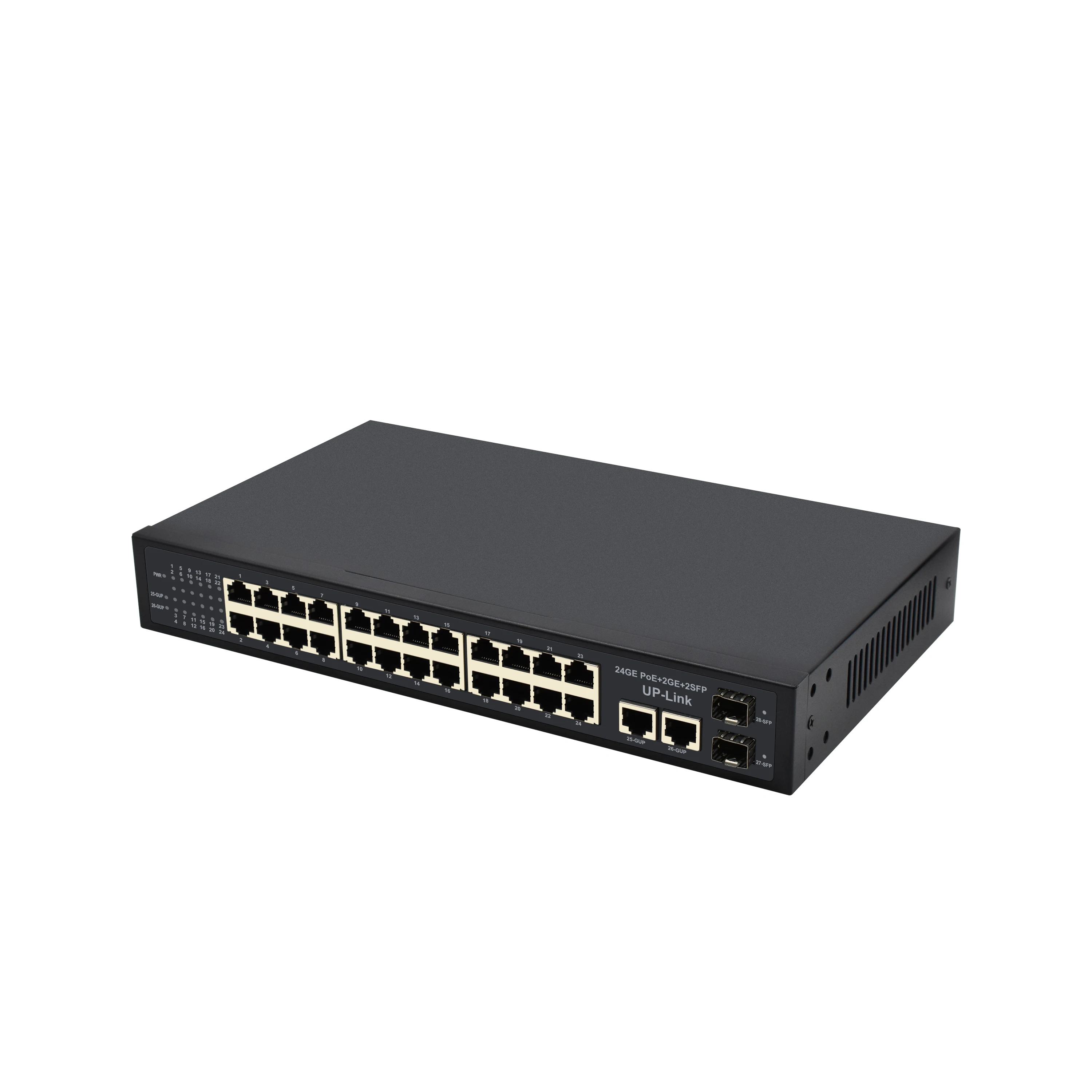 Imagem -02 - Switch Poe Gigabit 24 Portas para Ieee8023at af Poe10 100 1000m 24 Portas 2ge 2sfp ai Poe 24ch 28 Portas