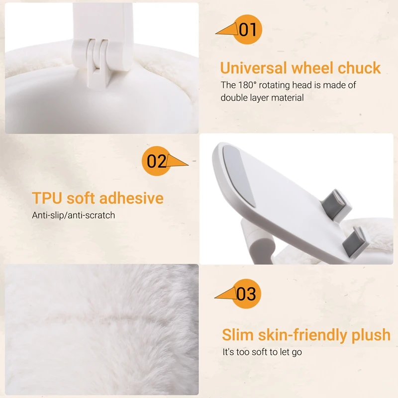 Adjustable For Kindle Pillow Stand Reading Support With Fuzzy Bowl 360° Phone Holder For Bed