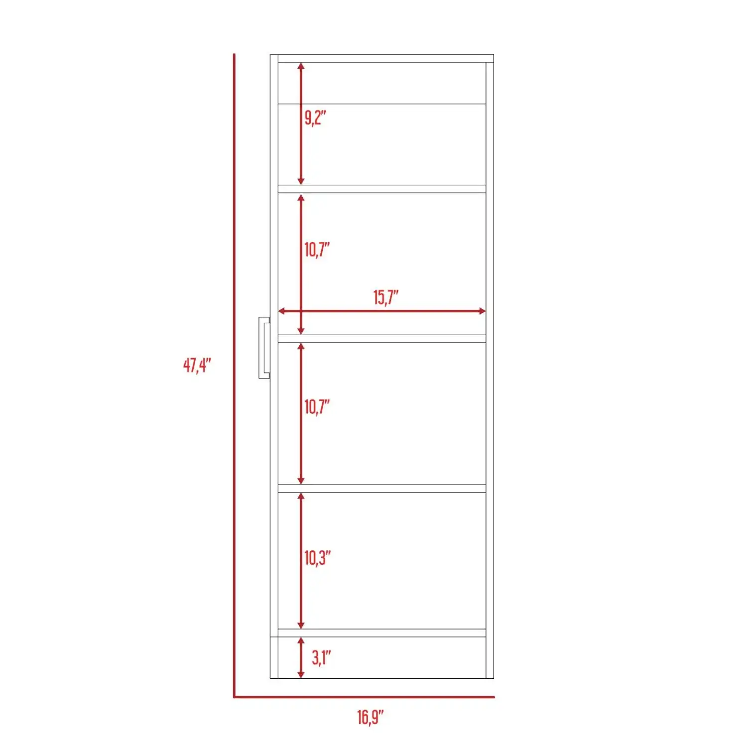 Belleria Single Door Pantry with Four Interior Shelves White