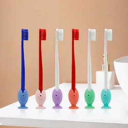 Tooth Brush Cover Caps Stand Cute Standing Portable Travel Toothbrush Head Cover Cute Fish Shape Silicone Suction Cup Toothbrush