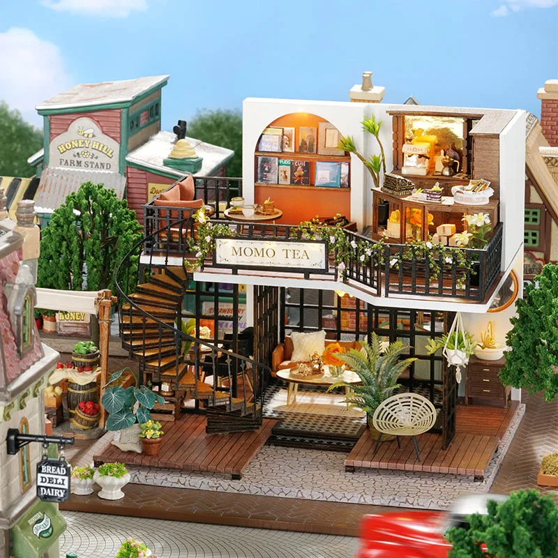 

Zhiquwu DIY Cabin Jungle Momo Tea Handmade Retro House Model Creative Assembled Gift