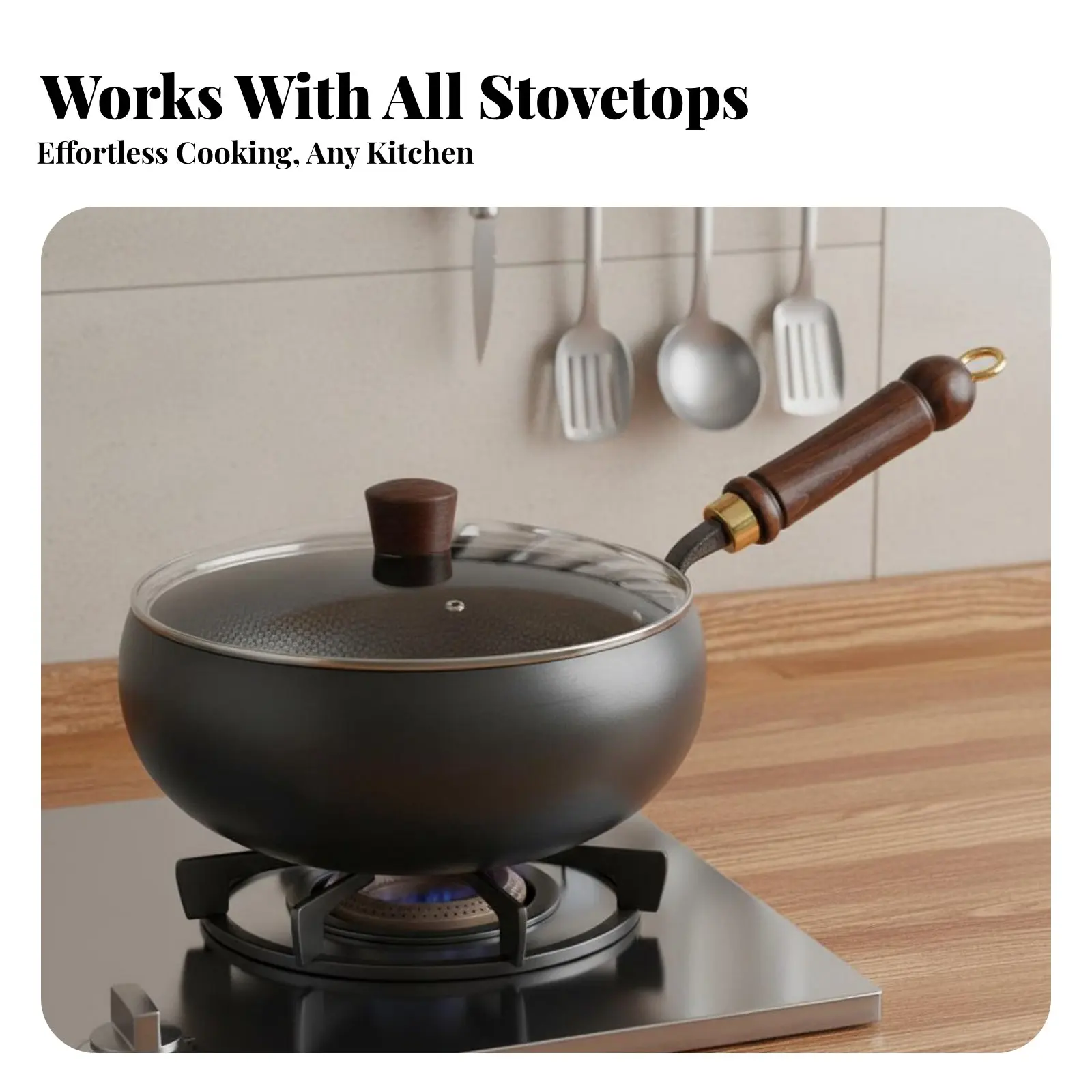 Hand Hammered Wok No Coating Uncoated Iron Wok Deep Bowl Stir-Fry Pan Even Heat Distribution Large Stir Frying Pan