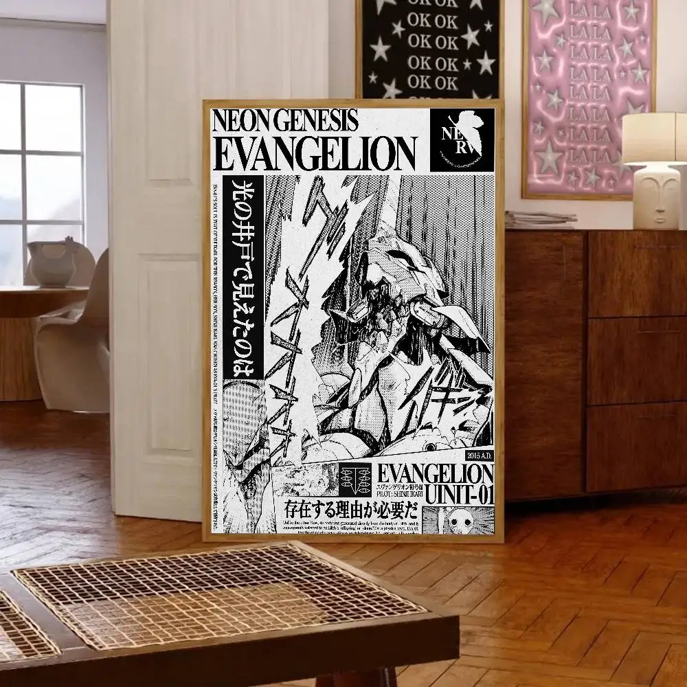 1 قطعة أنيمي N-النيون G-Genesis E-Evangelion المشارك ذاتية اللصق الفن ورق مقاوم للماء ملصق مقهى بار غرفة جدار ديكور