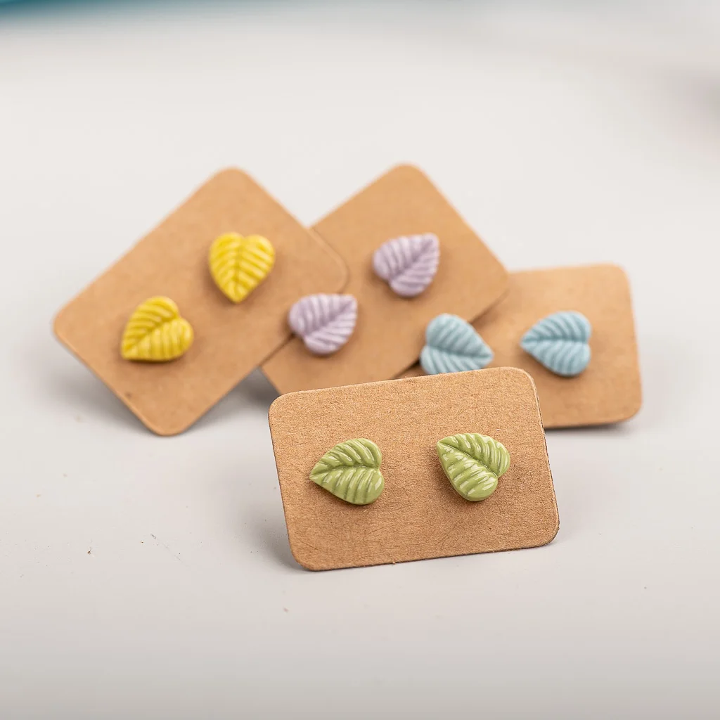 Forest Element Multicolor Leaves Ceramic Earrings Exquisite Porcelain Accessories Wholesale #LY214