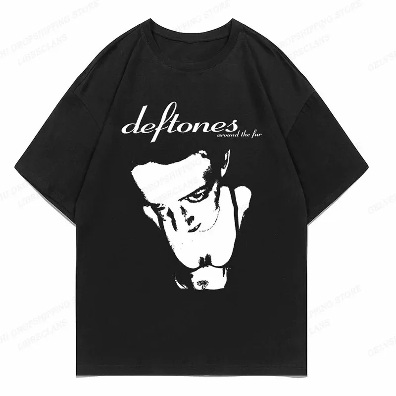 Women T Shirt Deftones Cute Trendy Print Tops Tee Black T-shirt Female Summer T-shirt 90s Girls Graphic Tee Female Cute Tops Tee