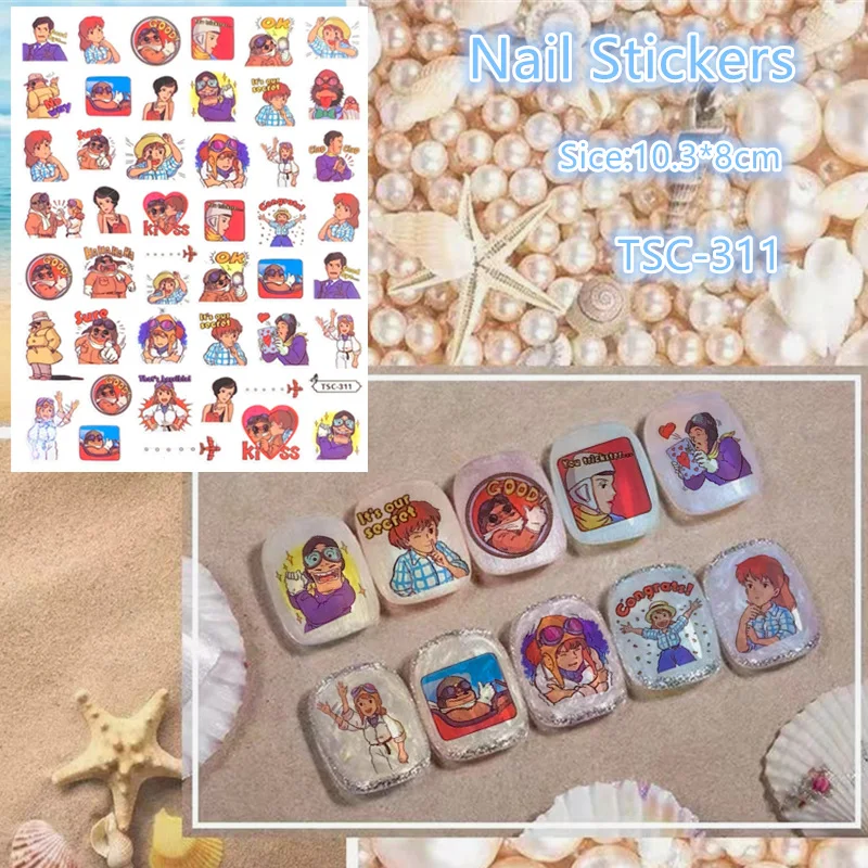 Newest TSC-311 anime characters series 3d nail art sticker nail decal stamping export japan designs rhinestones