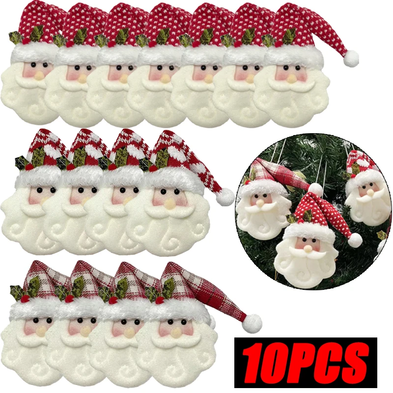 10PCS Santa Claus Tree Decorations Christmas Tree Decorations Handmade Fabric Knitted Dolls Party Ornaments