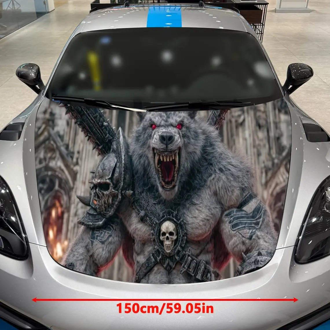 Bone Armor Wolf Bear Berserker Car hood packaging sticker, PVC material, self-adhesive waterproof, anti-slip paint, car exterior