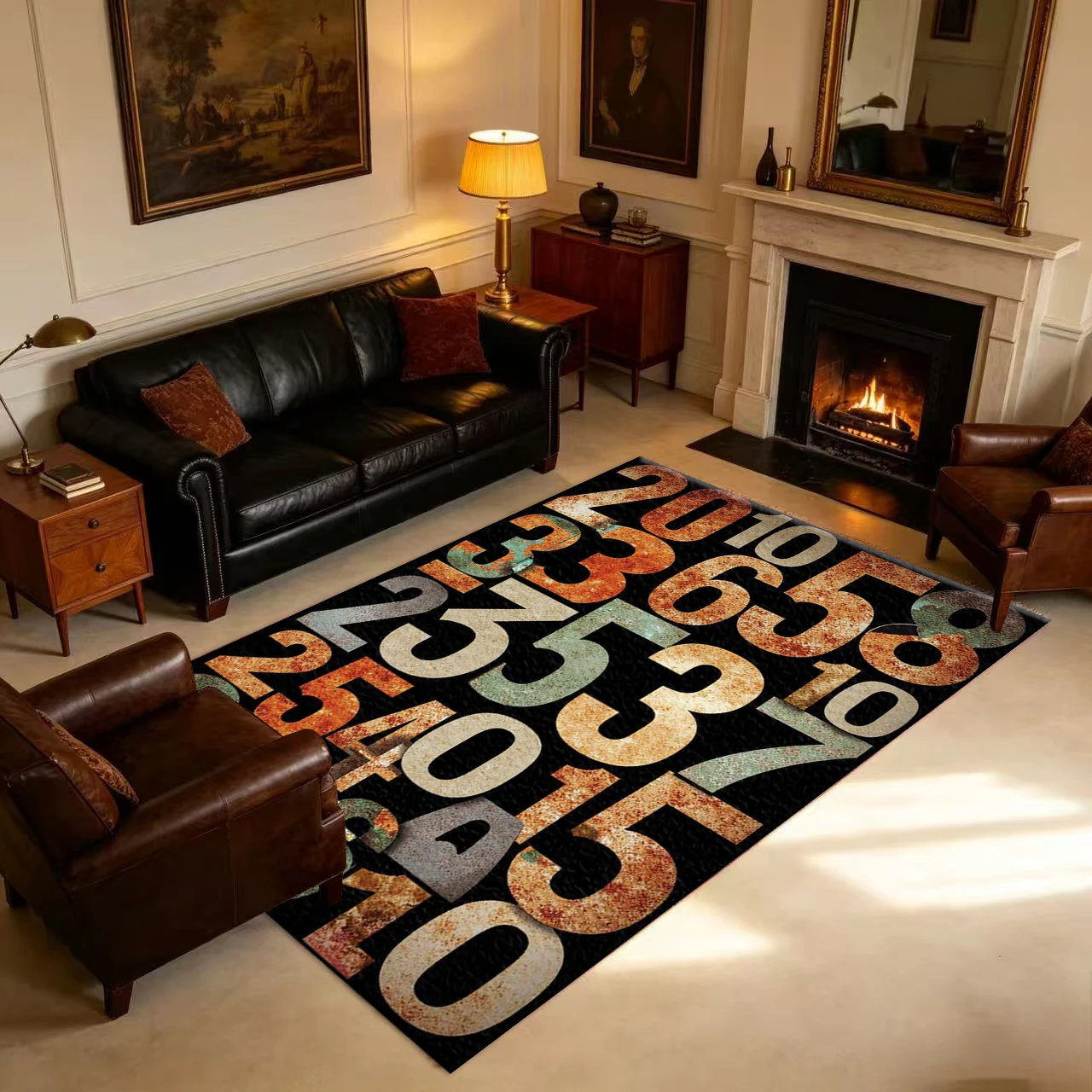 Vintage Rusty Metal Digital Collage Art Rug Non-Slip Floor Carpet
