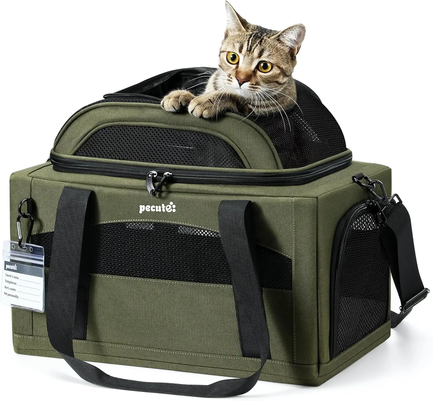 

Expandable Pet Carrier Airline Approved Soft-Sided Dog Cat Travel Bag with Locking Zippers, Breathable, Leakproof Pee Pad
