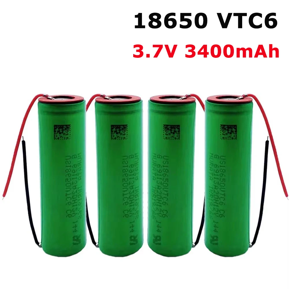 1-20PCS original US18650VTC6 3.7V 3400mAh 18650 battery for us18650 Sony VTC6 30A toy tools flashlight battery +DIY wire